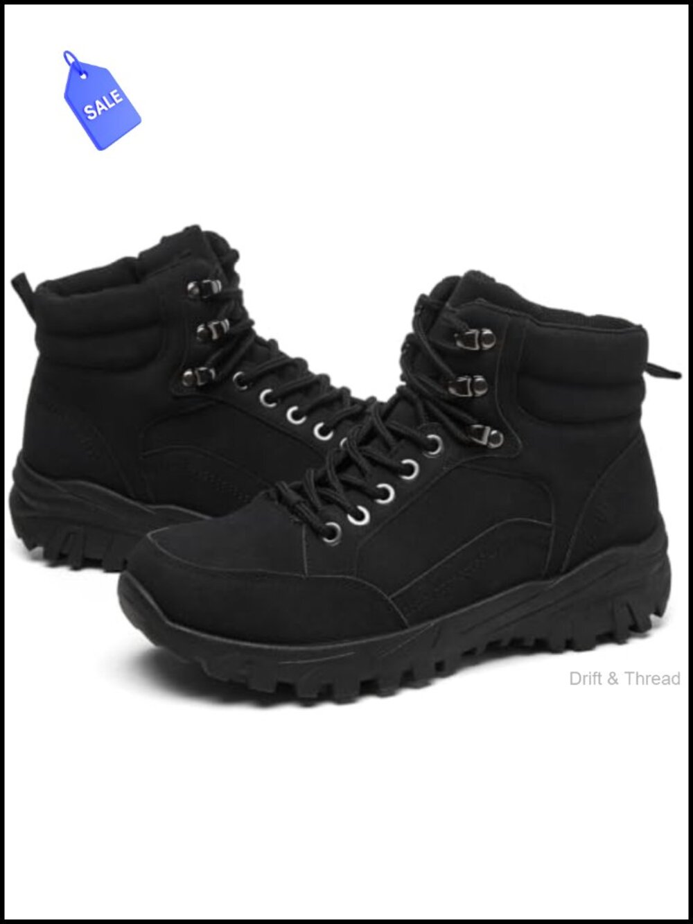 Combat Ankle Boots Faux Leather Lace Up Side Zipper